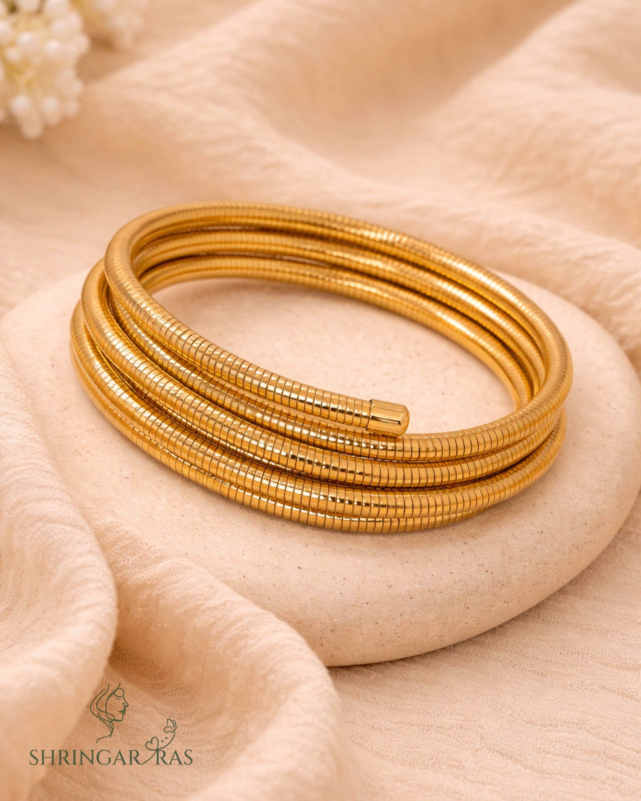 Snake Spiral 4 Layer Wrapped Anti Tarnish Bangle Bracelet