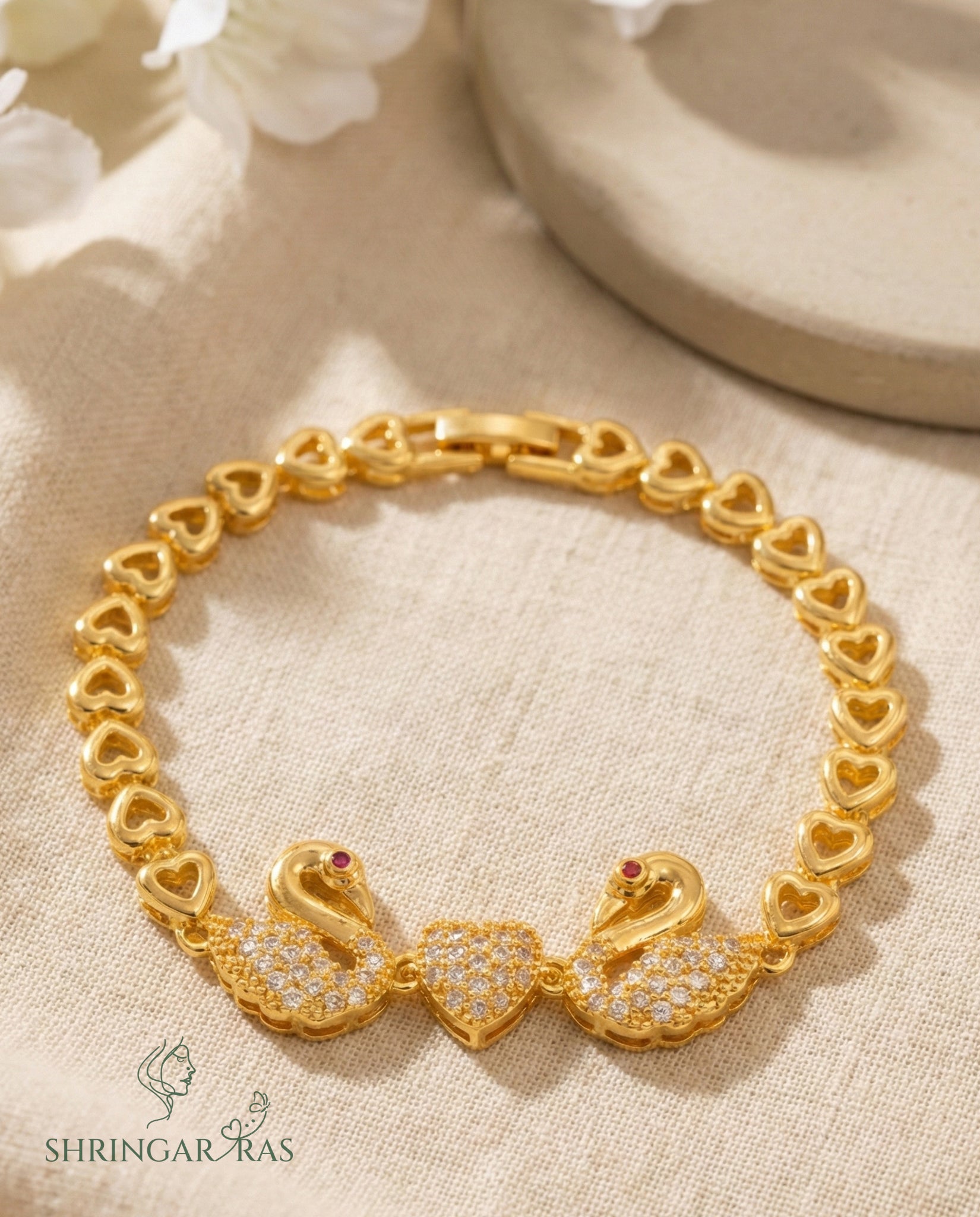 Duck Heart Chain Brass Bracelet