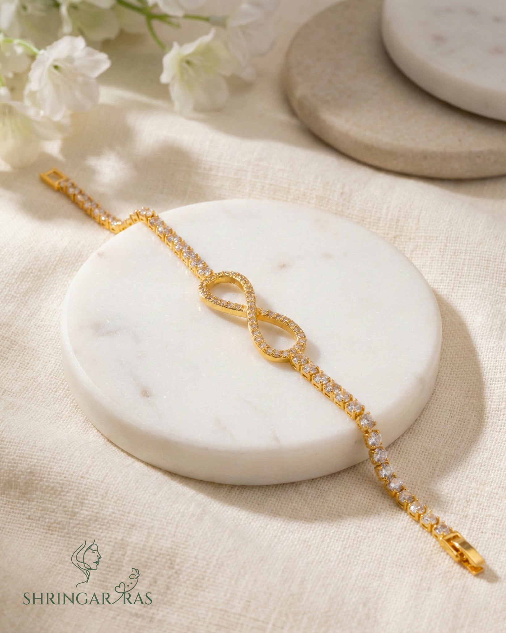 Infinity Tennis Brass Diamond Bracelet