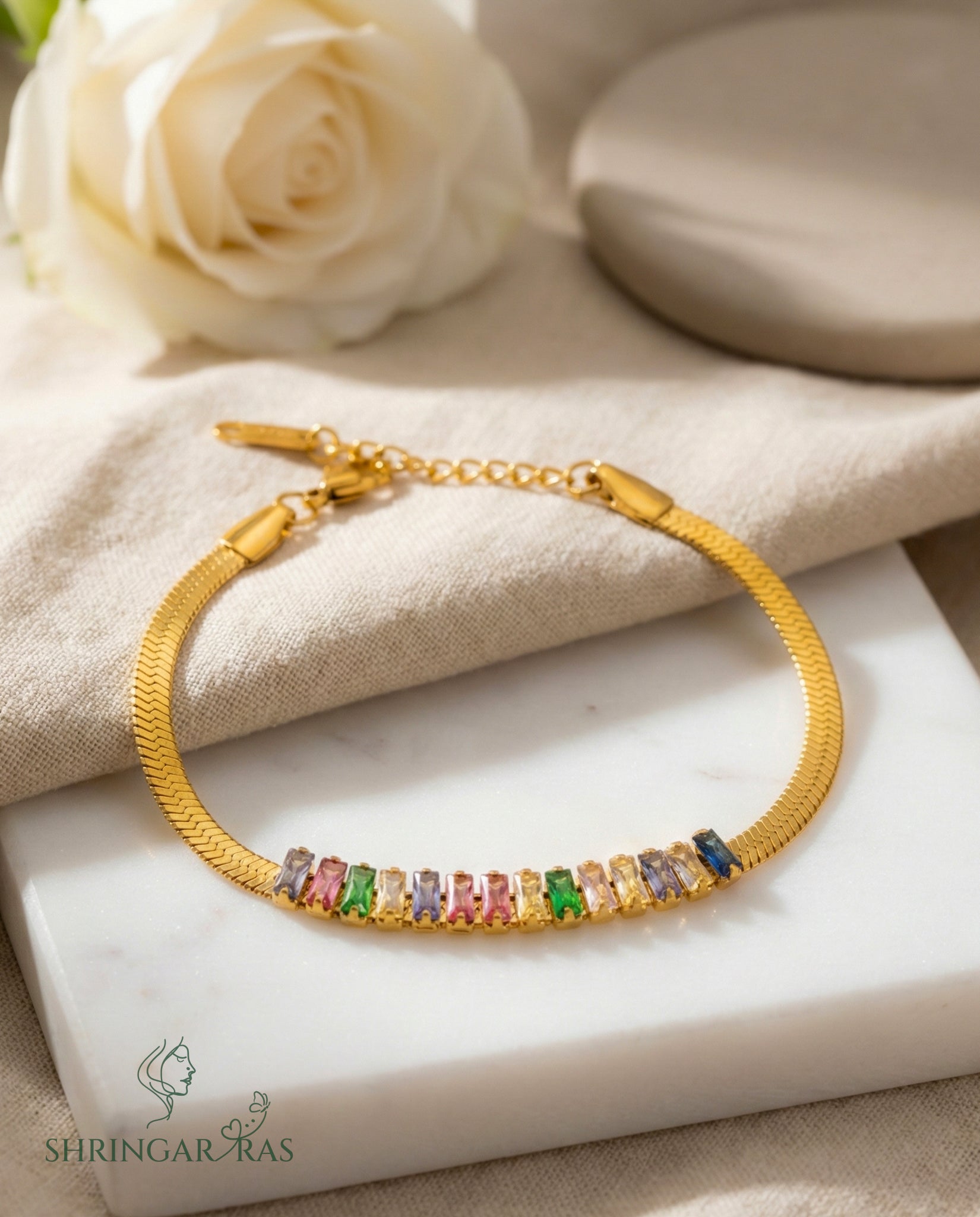 Snake Chain Multicolor Crystal Bracelet