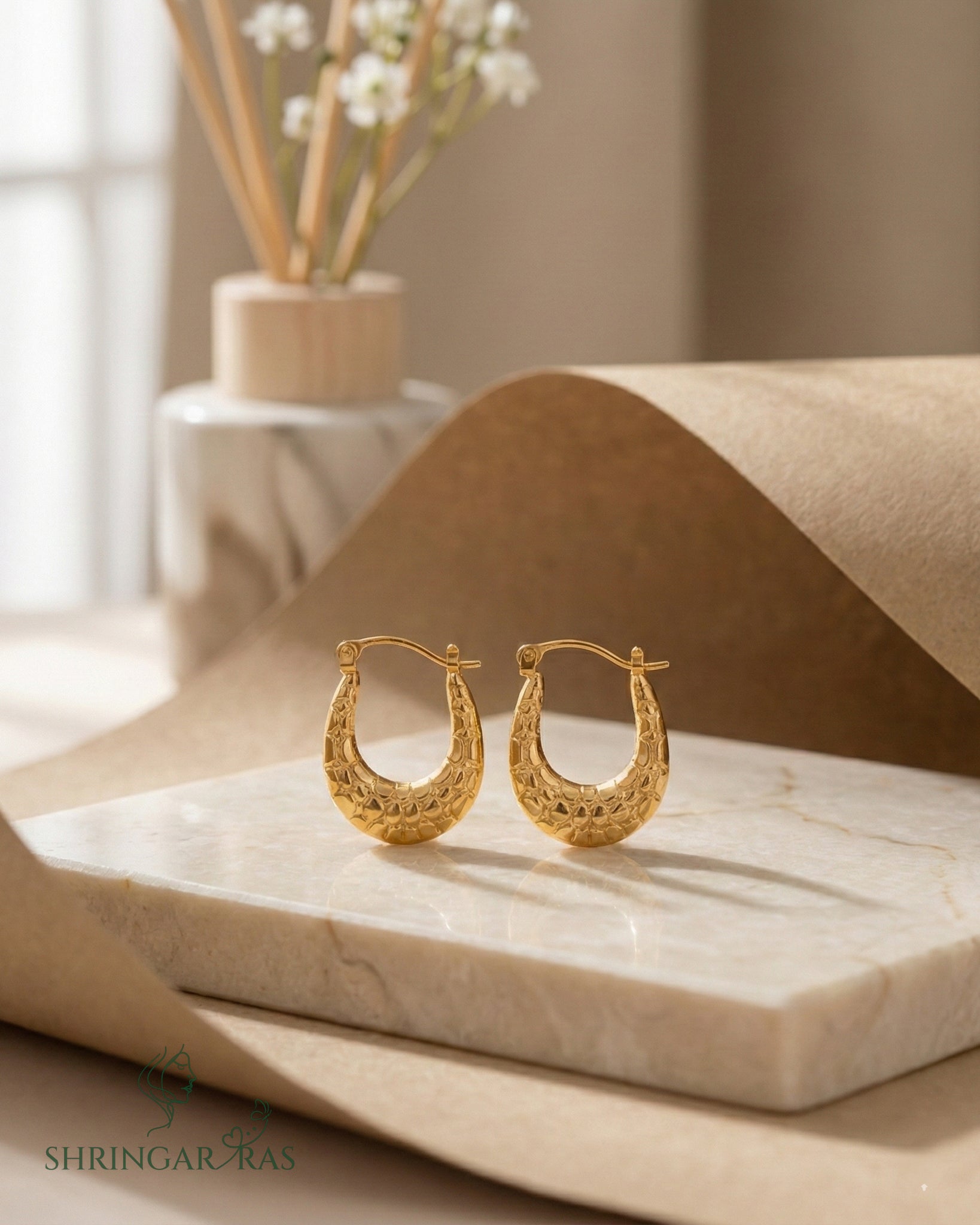 U Snake Texture Hoop Earrings