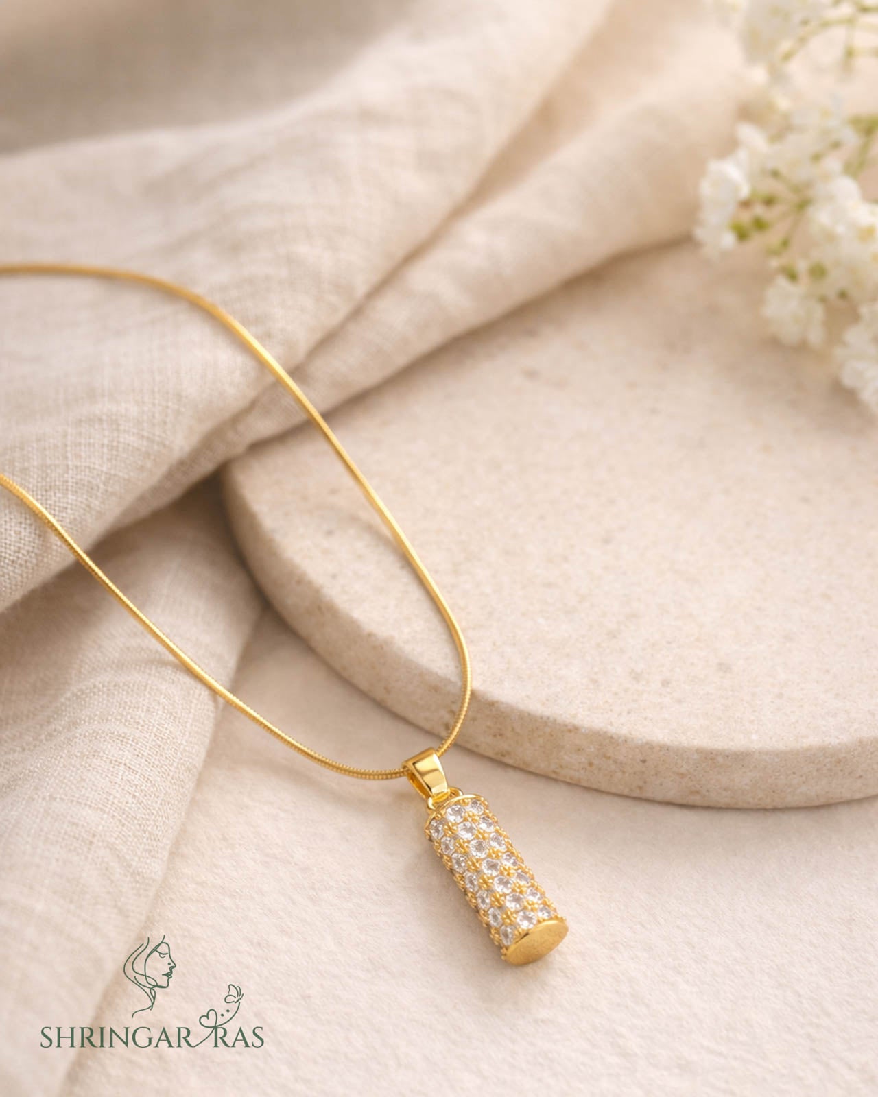 Cylinder Pendant Anti Tarnish Necklace