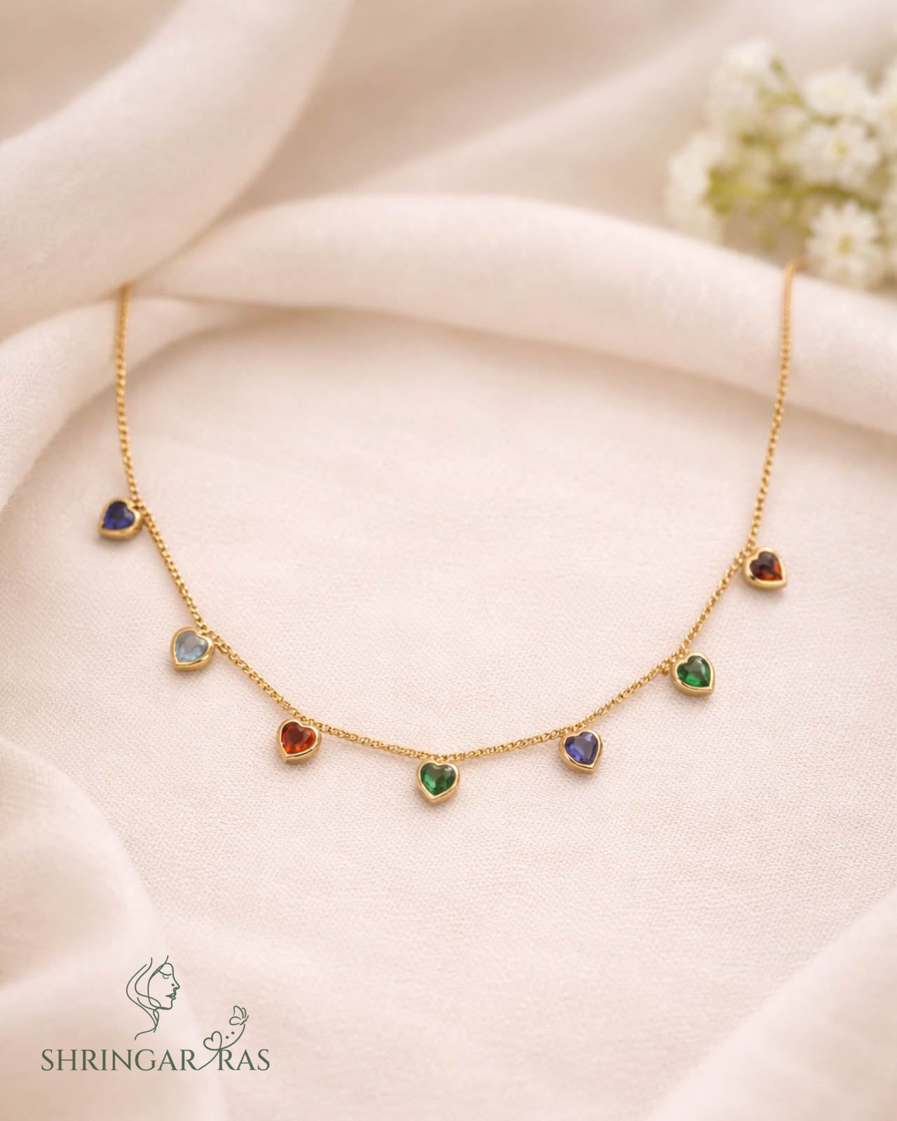 Colorful Heart Waterdroplet Charm Anti Tarnish Necklace