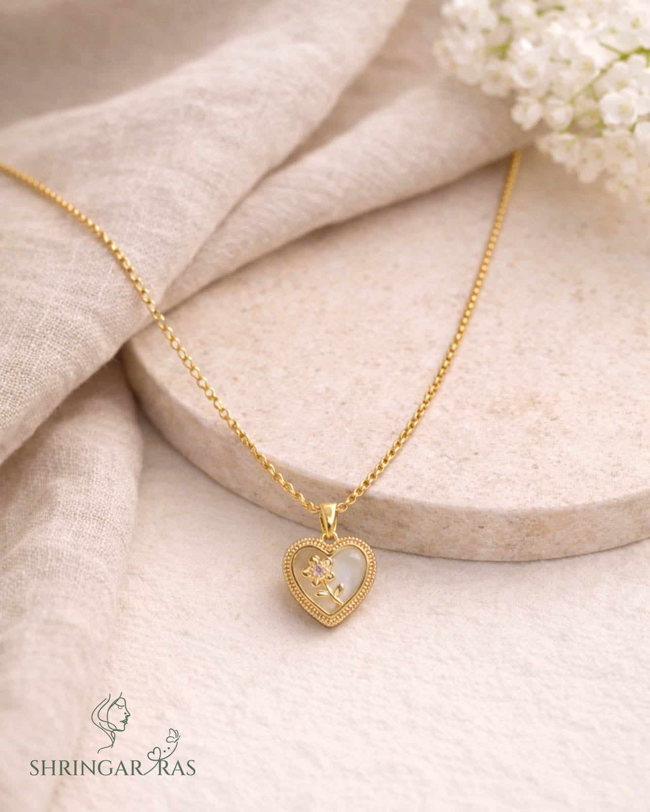 Heart Rose Pendant Anti Tarnish Necklace