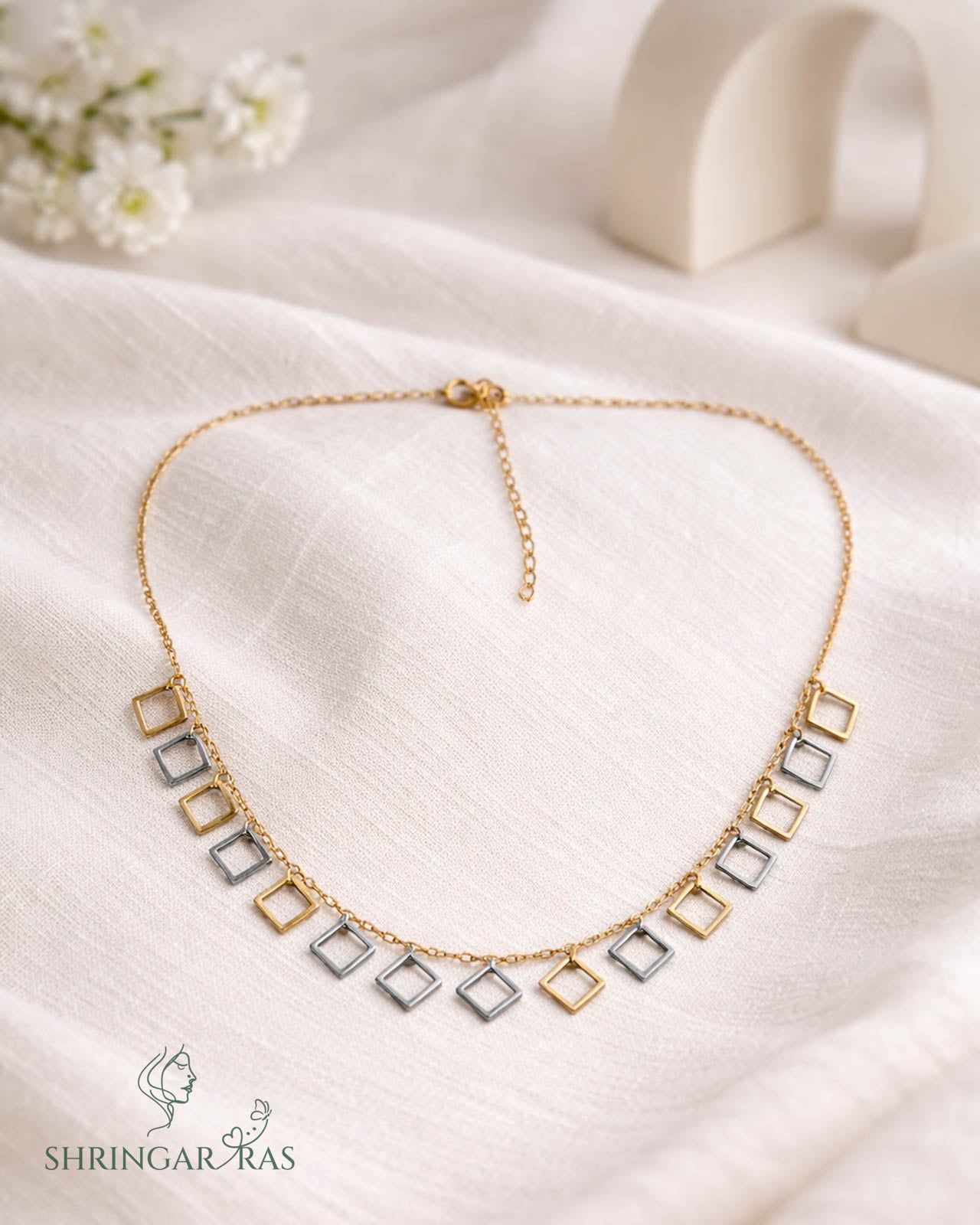 Square Waterdroplet Charm Anti Tarnish Necklace