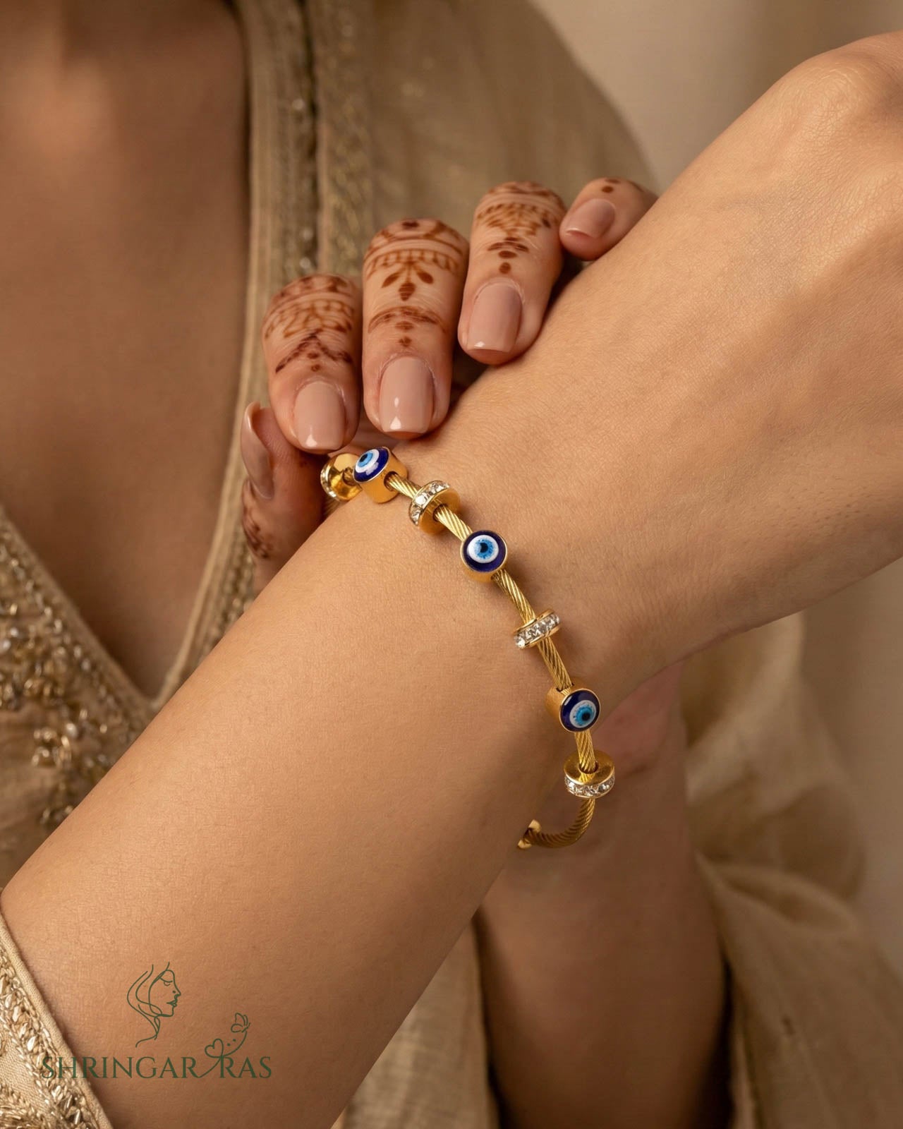 Evil Eye Anti Tarnish Bangle Bracelet