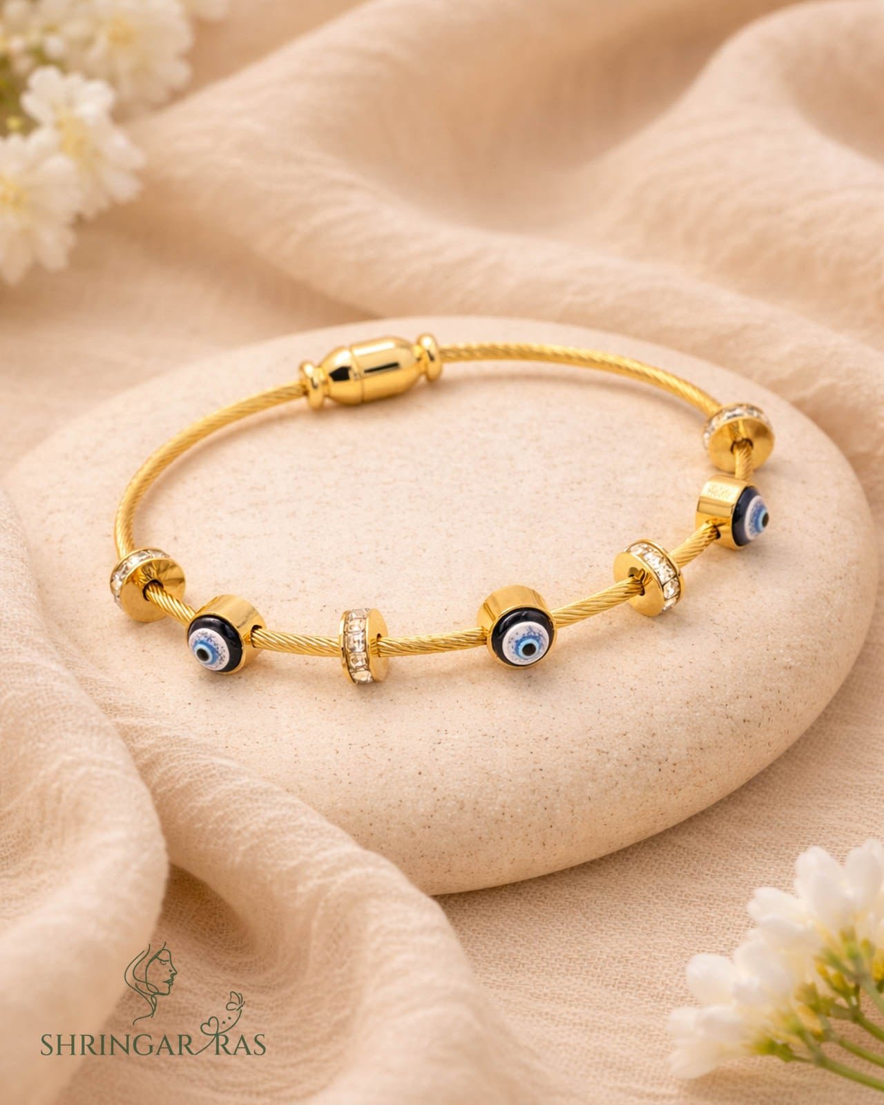 Evil Eye Anti Tarnish Bangle Bracelet