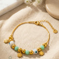 Evil Eye Moti Flower Bracelet - front view - anti-tarnish - Shringar Ras