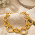 Hexagon Diamond Bracelet - front view - anti-tarnish brass - Shringar Ras