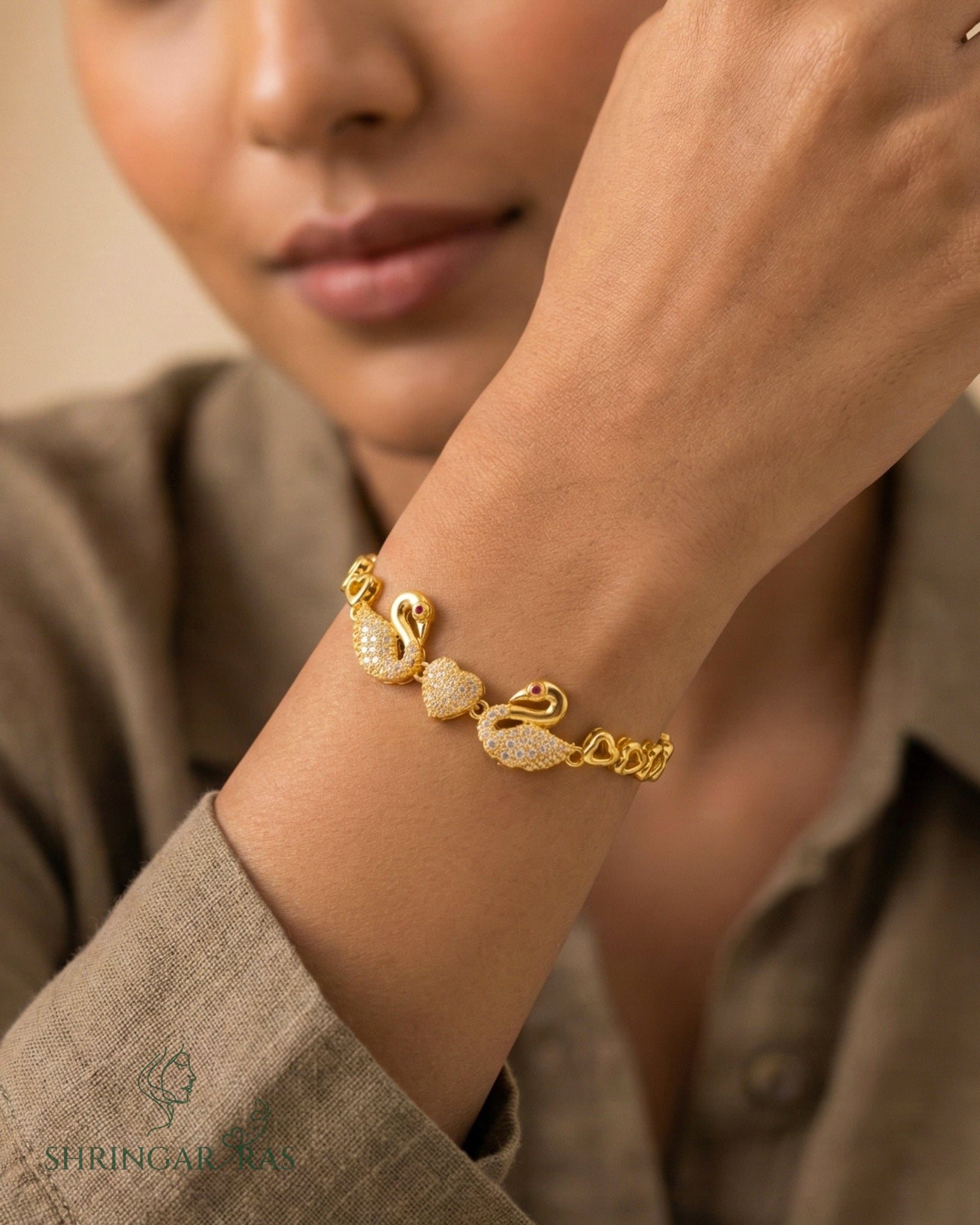 Duck Heart Chain Brass Bracelet