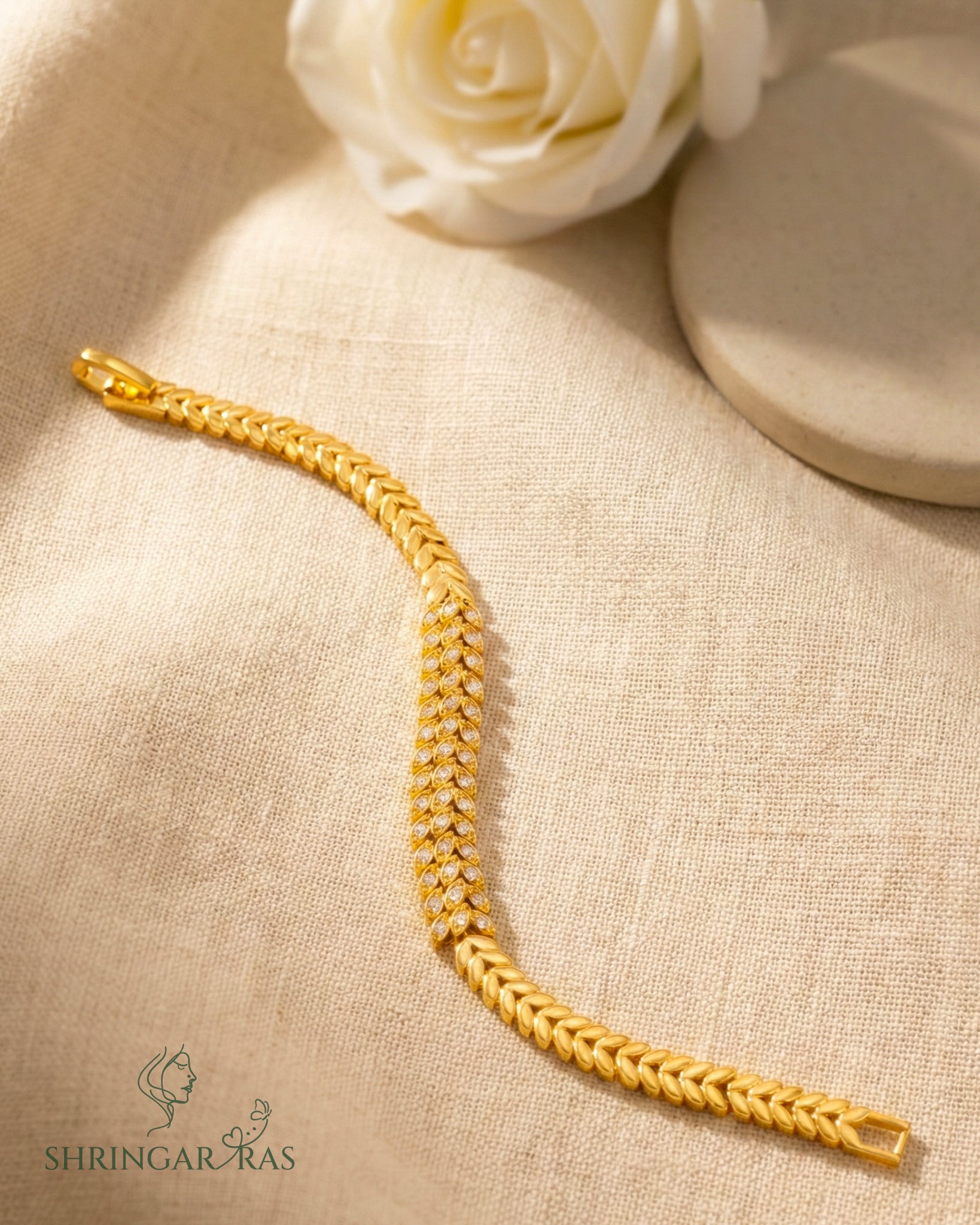Sparkle Leaf Brass Bracelet
