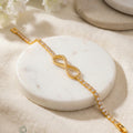 Infinity Tennis Brass Diamond Bracelet - front view - anti-tarnish - Shringar Ras
