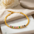 Snake Chain Multicolor Crystal Bracelet - front view - flexible snake chain - Shringar Ras