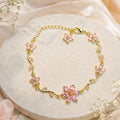 Pink Crystal Flower Vine Charm Bracelet