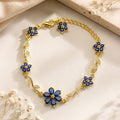 Navy Blue Sapphire Crystal Flower Vine Charm Bracelet