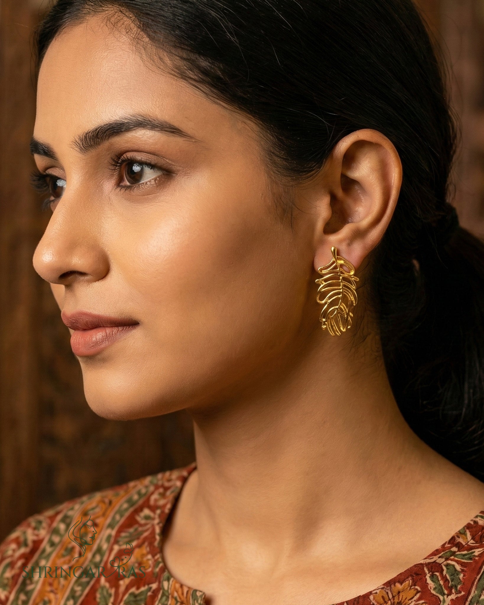 Gold Plated Leaf Drop Earrings – Anti-Tarnish