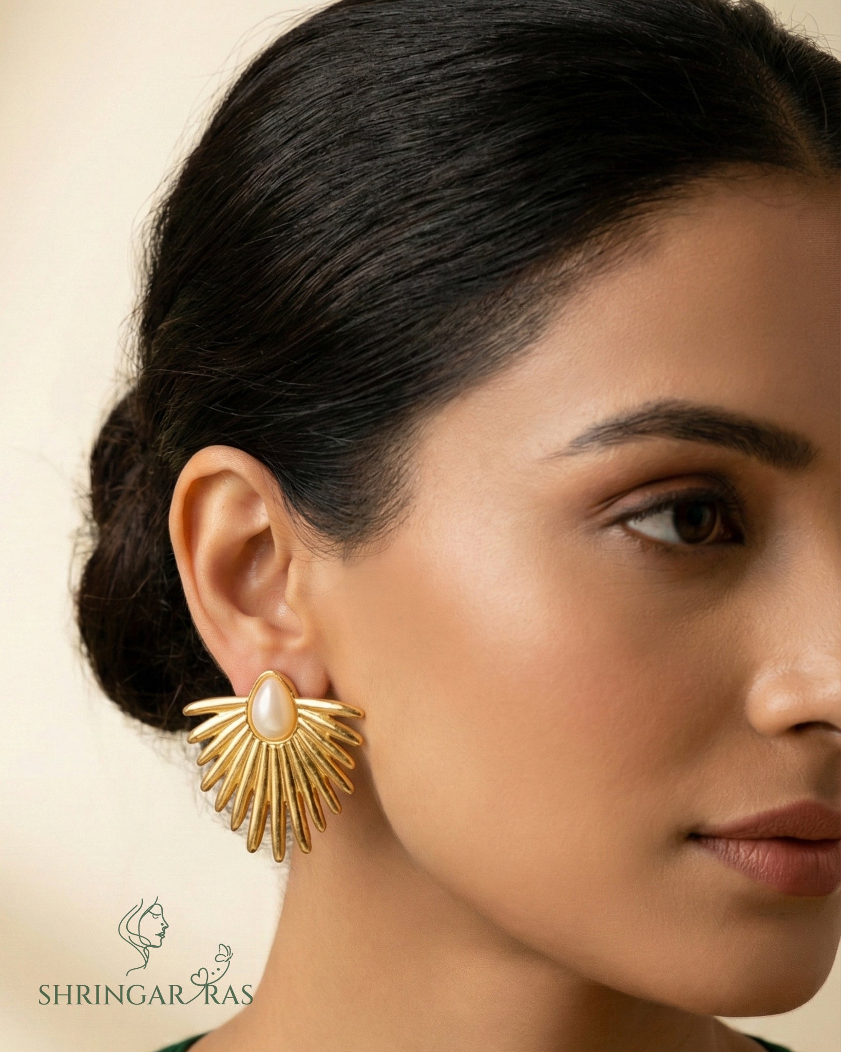 Flower with Pearl Drop Earrings