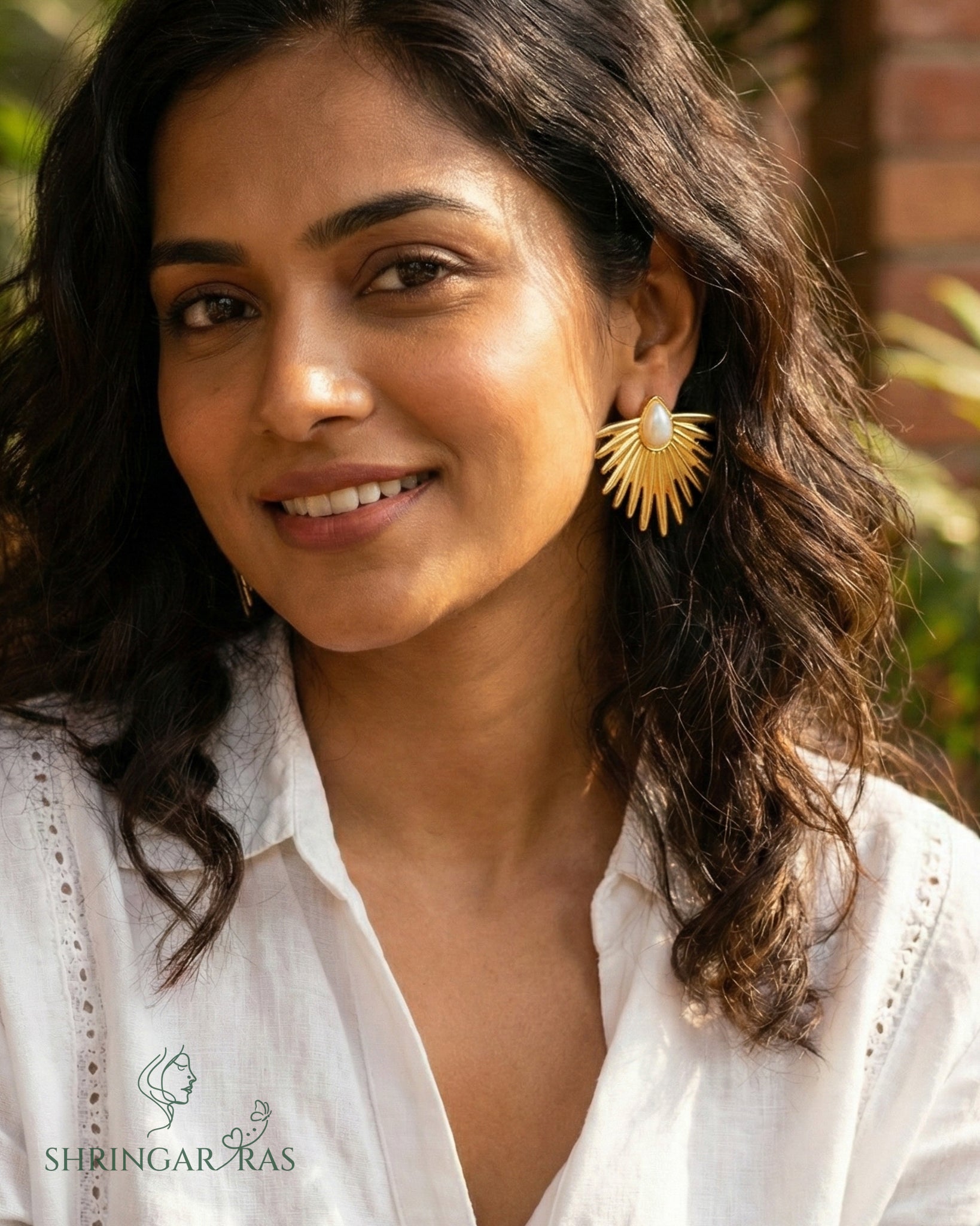 Flower with Pearl Drop Earrings