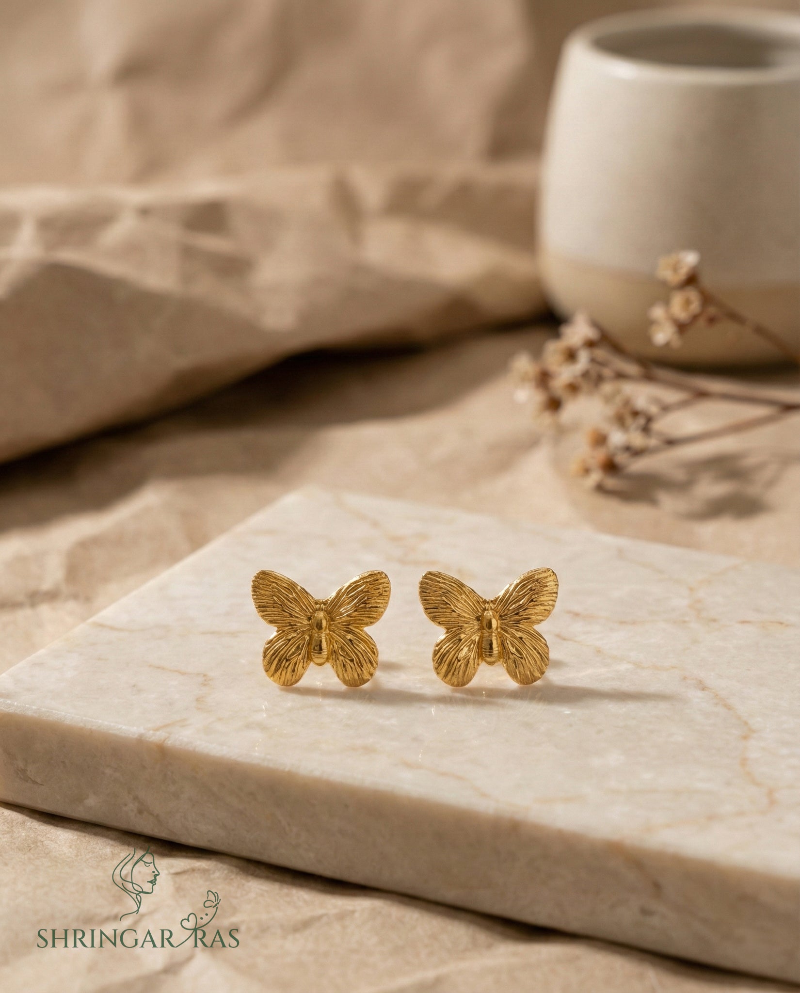 Butterfly Texture Studs Earrings