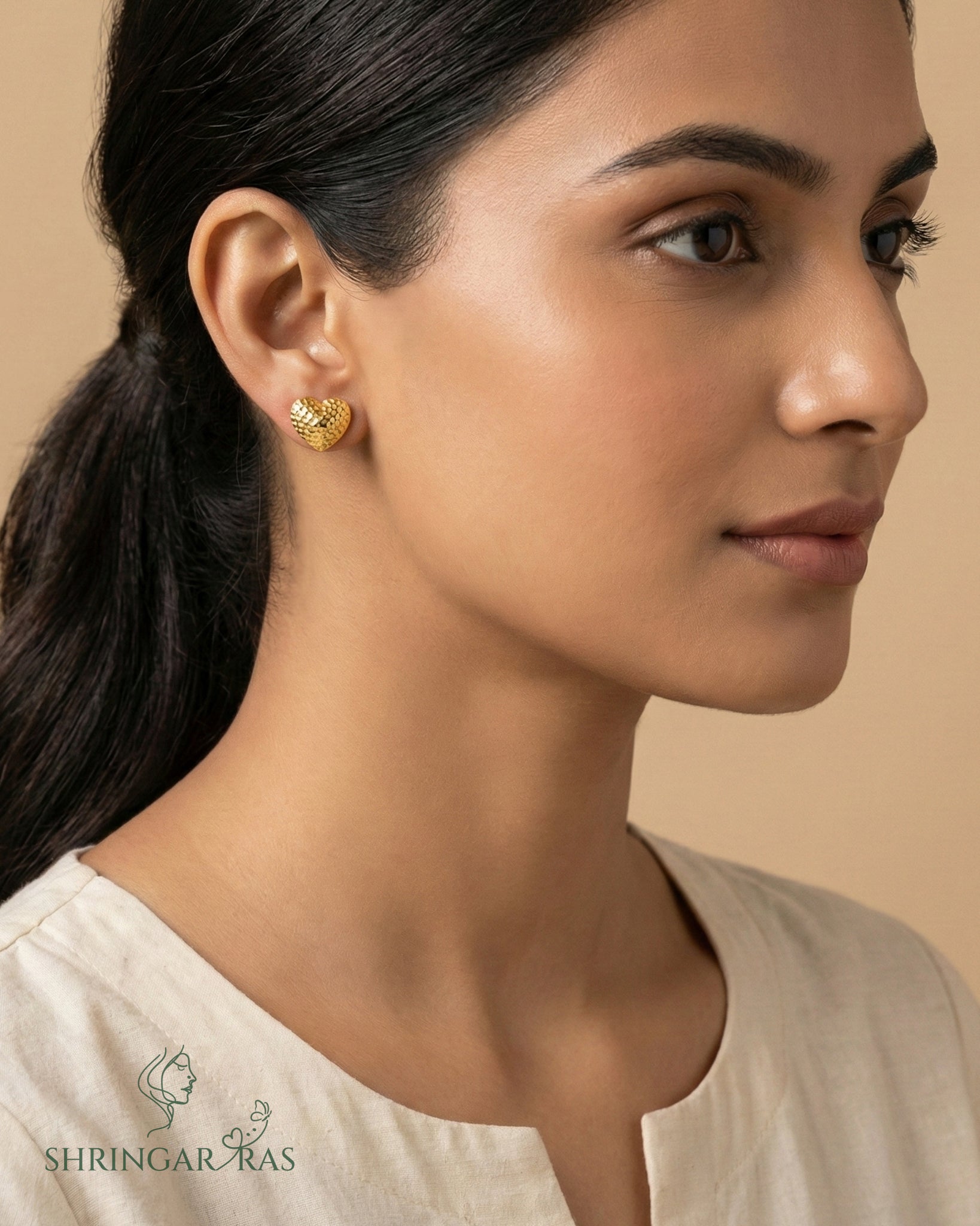 Heart Texture Studs Earrings
