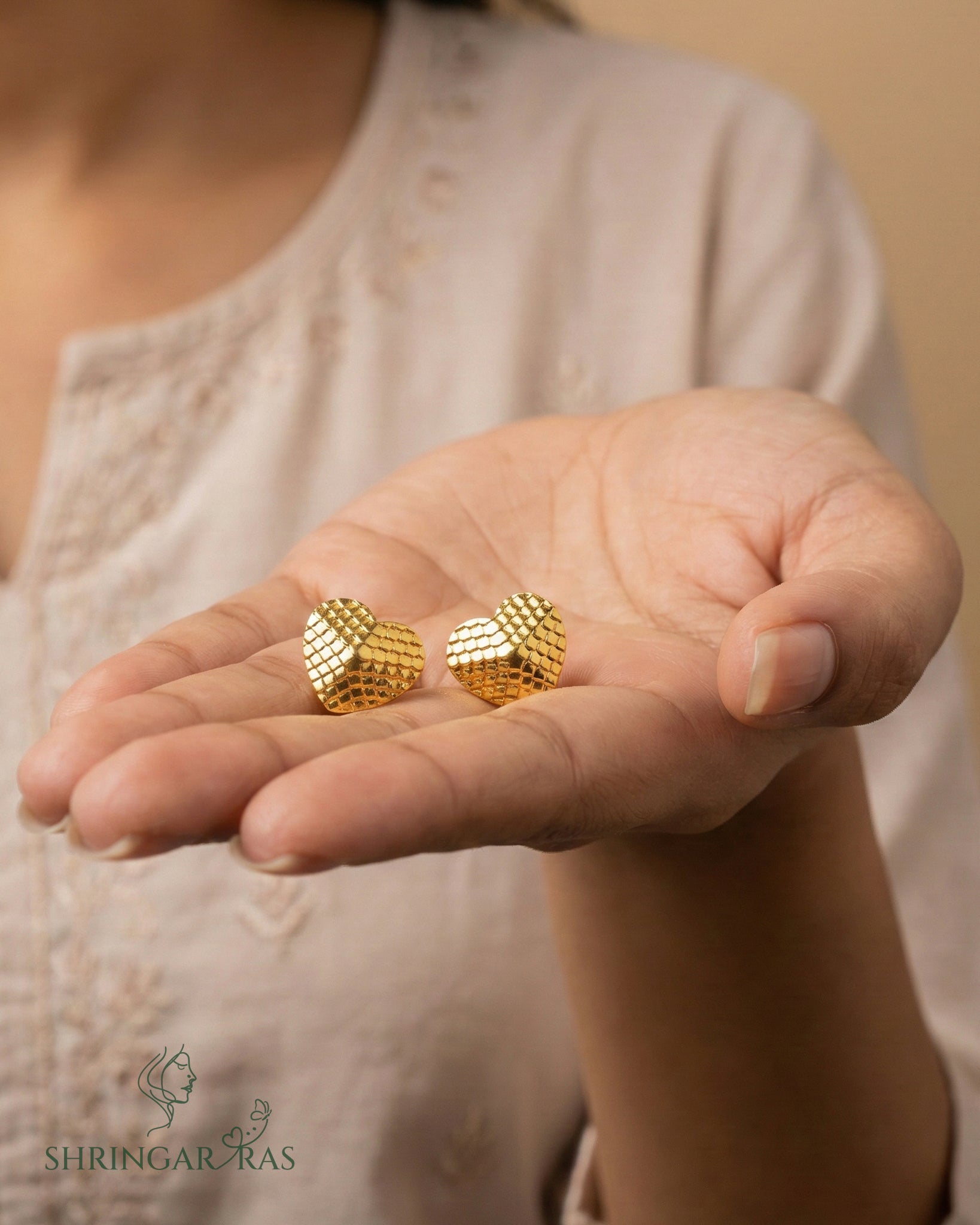 Heart Texture Studs Earrings