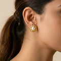 Circle with Pearl studs Earrings