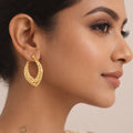 V Texture Hoop Earrings