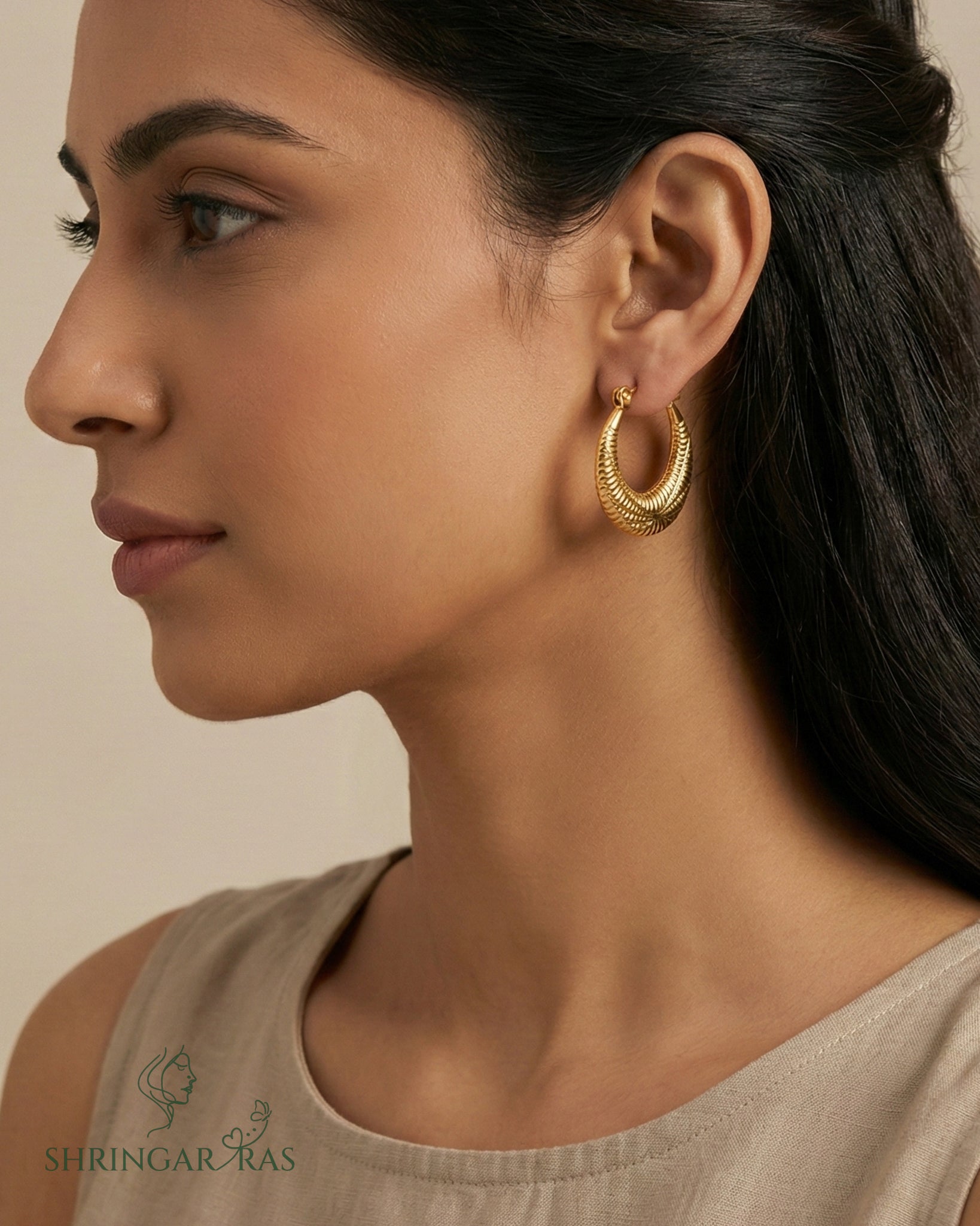 Round Texture Hoop Earrings