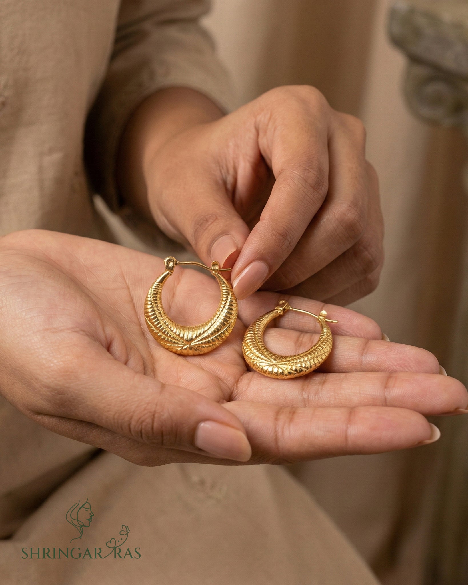 Round Texture Hoop Earrings