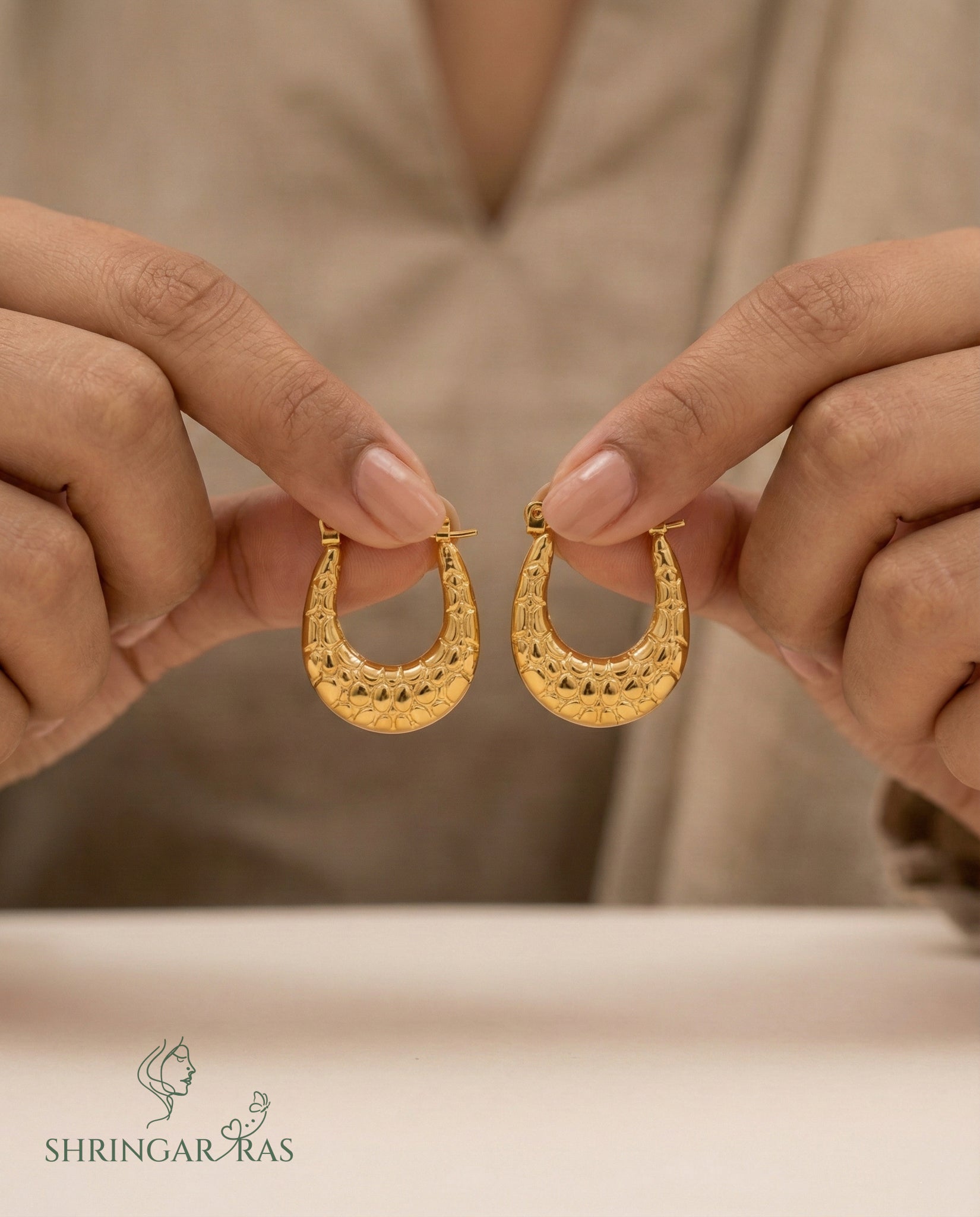 U Snake Texture Hoop Earrings