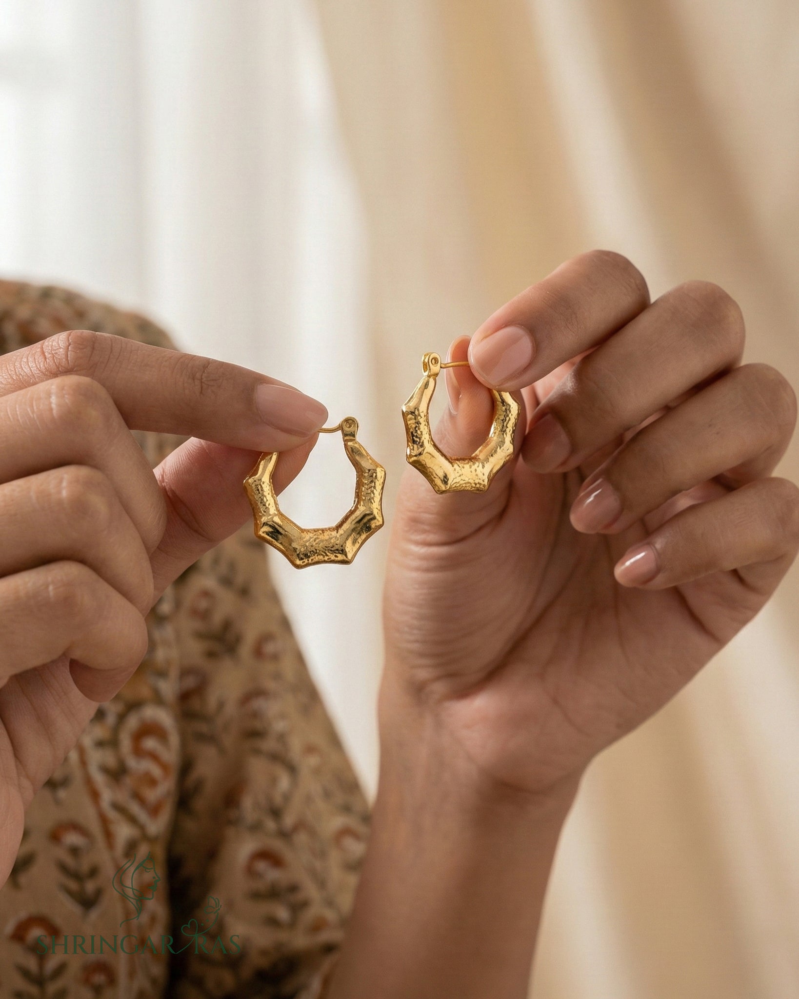 Hexagon Hoop Earrings