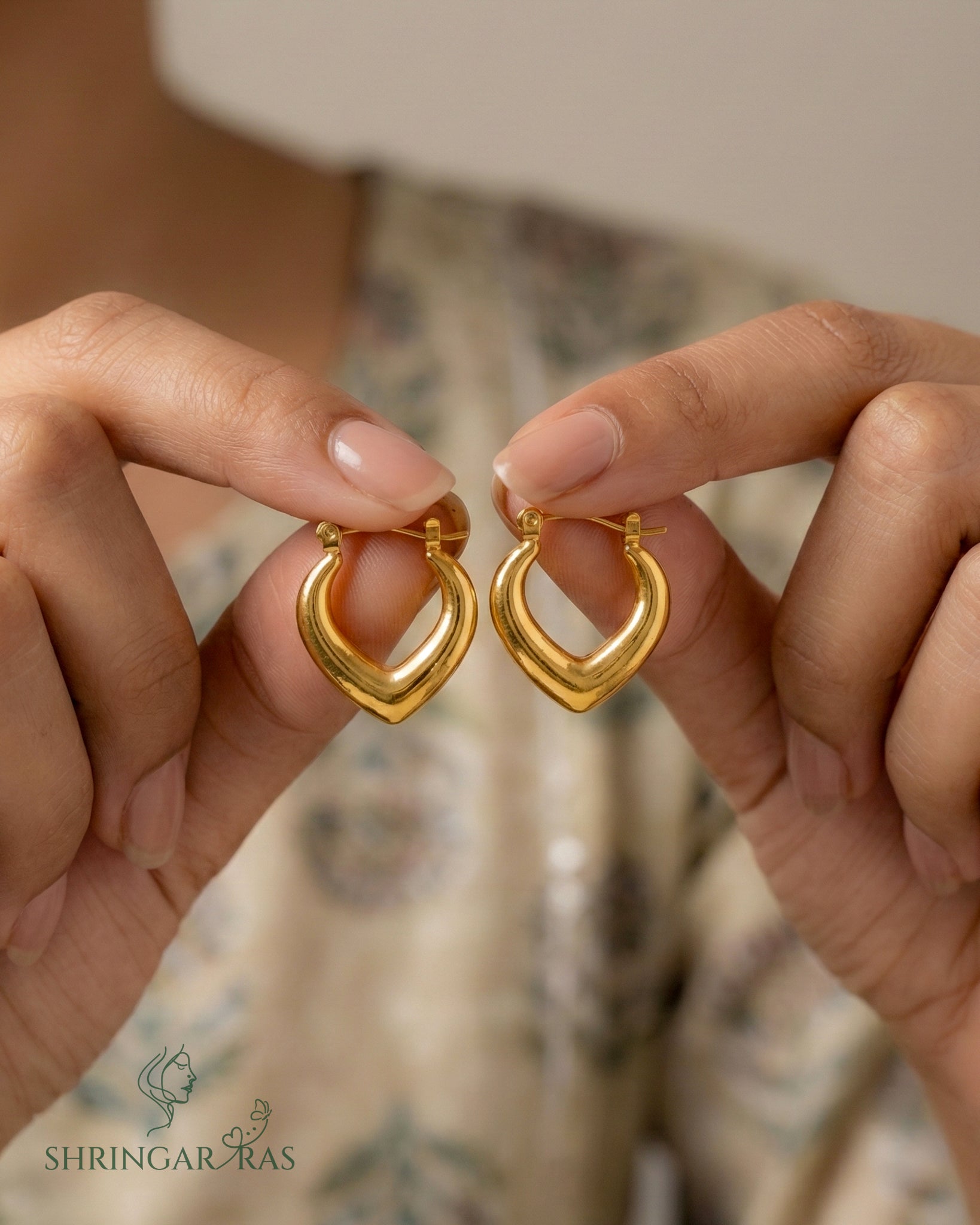 Golden Heart Hoop Earrings