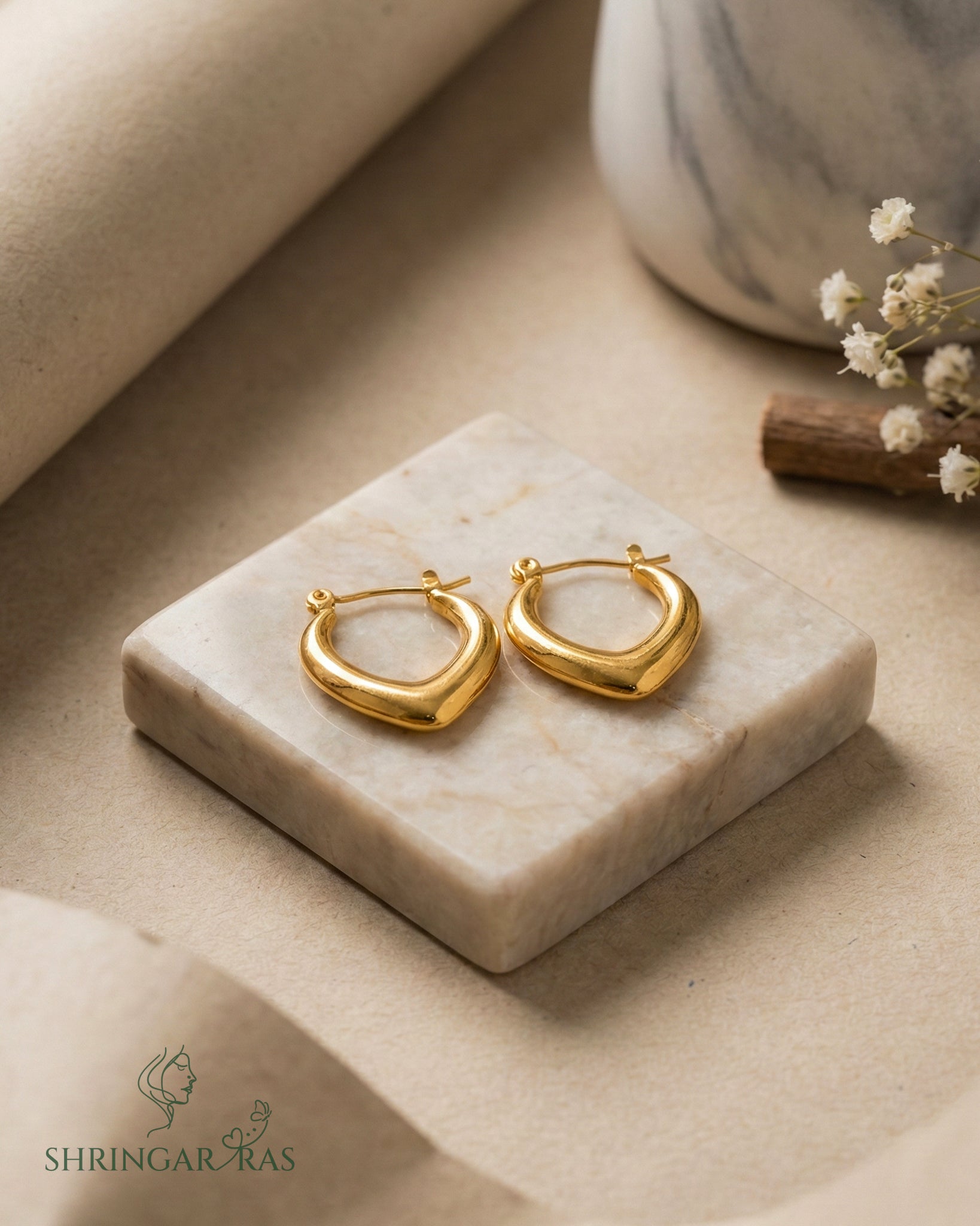 Golden Heart Hoop Earrings
