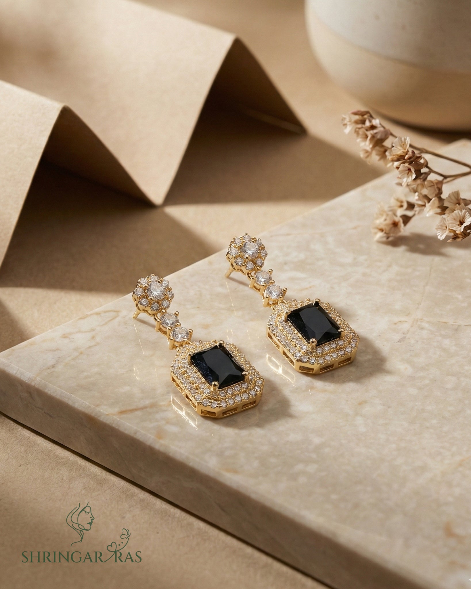 Diamond Square Brass Stylish Earrings