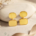 Double Rectangle Yellow Enamel Drop Earrings
