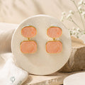 Double Rectangle Peach Marble Drop Earrings