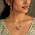 Purple Amethyst Oval Crystal Leaf Pendant Necklace