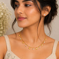Sun Charm CZ Drop Choker Chain Necklace
