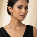Crystal Leaflet Brass Rose Gold Necklace Set
