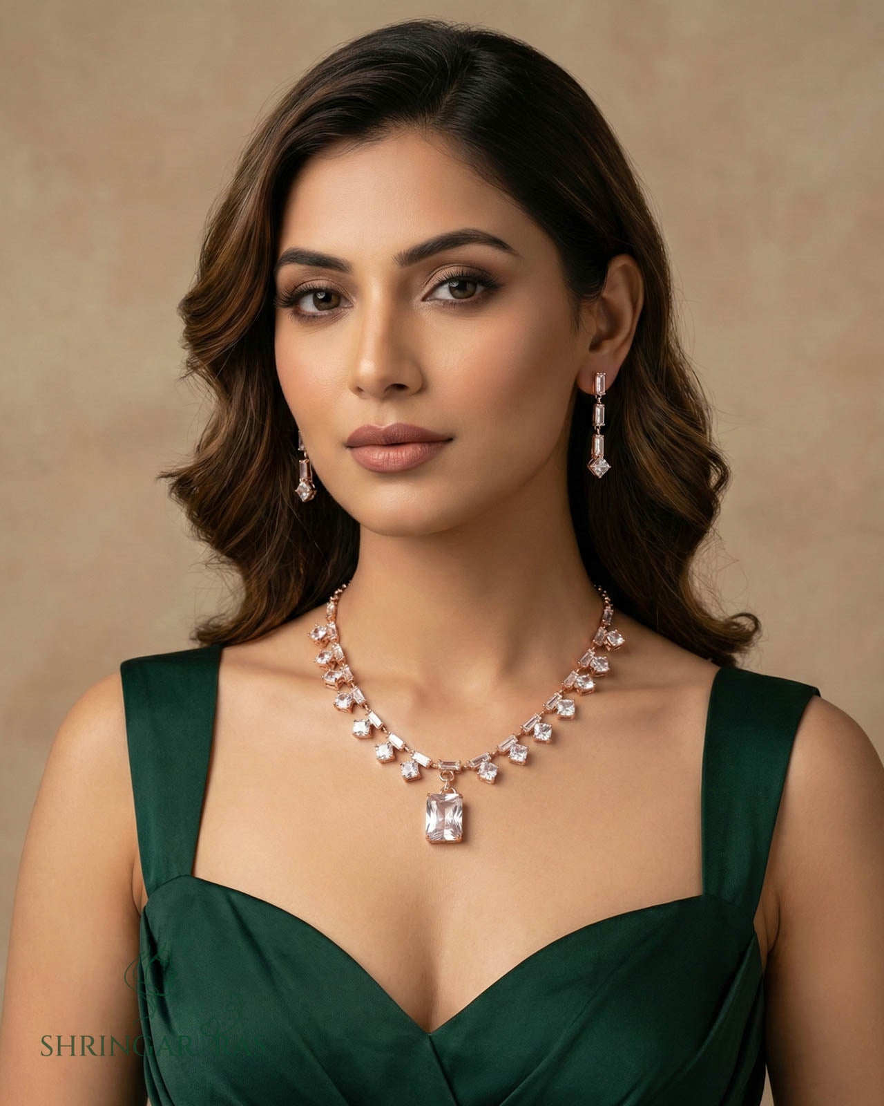 Twilight Crystal Rose Gold Necklace Set