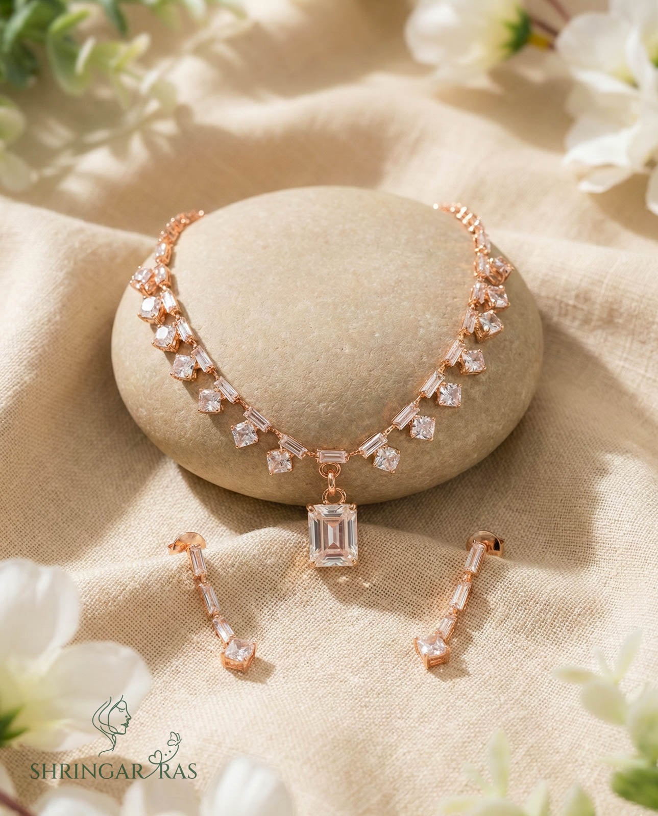 Twilight Crystal Rose Gold Necklace Set