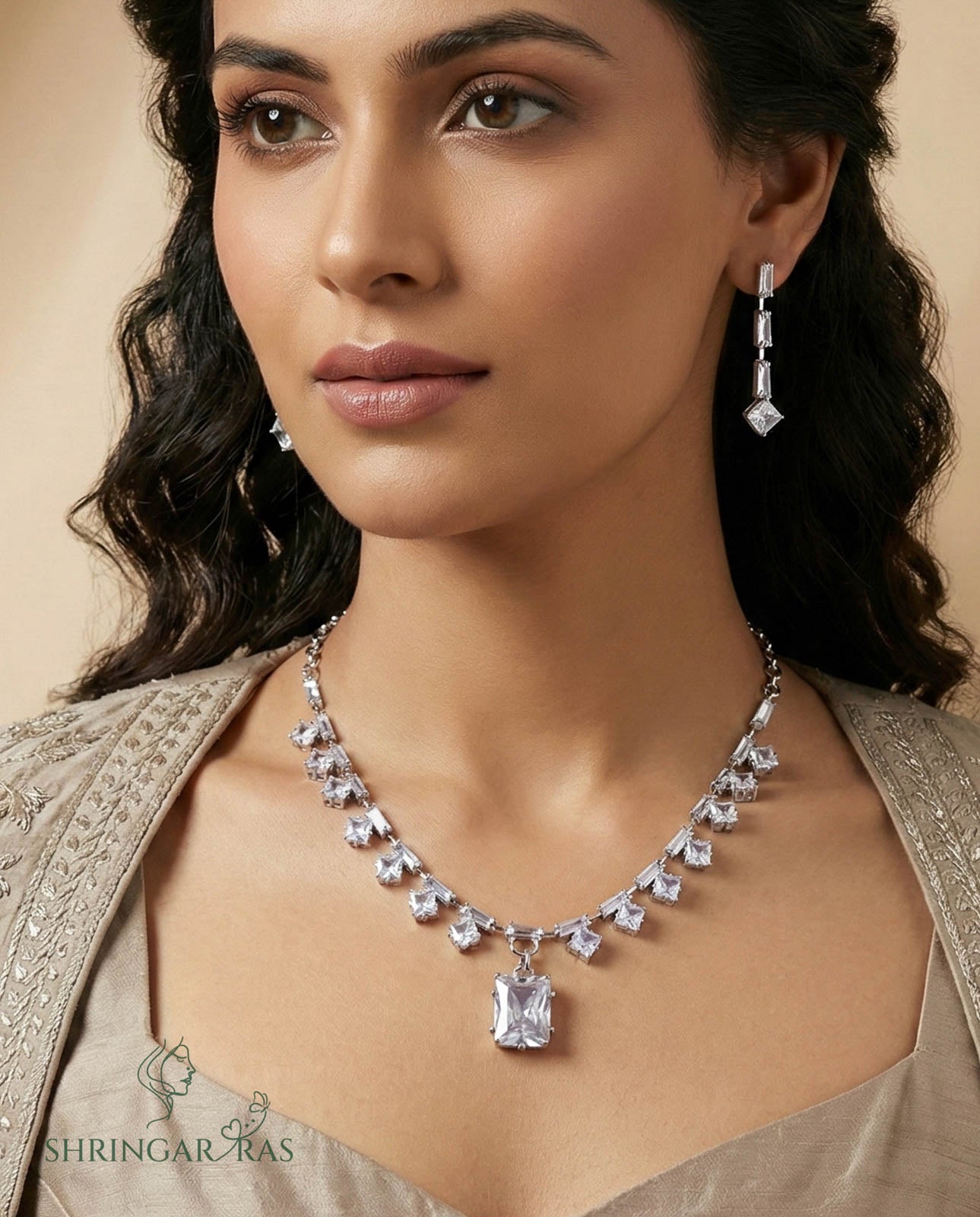 Twilight Crystal Rhodium Plated Necklace Set