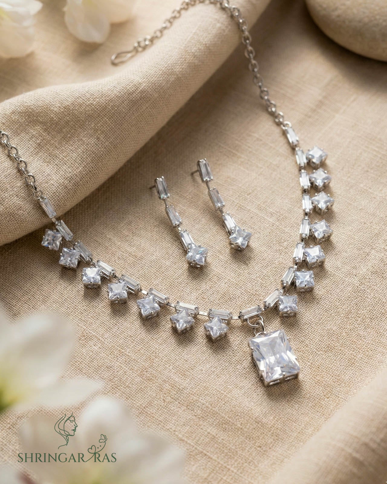 Twilight Crystal Rhodium Plated Necklace Set