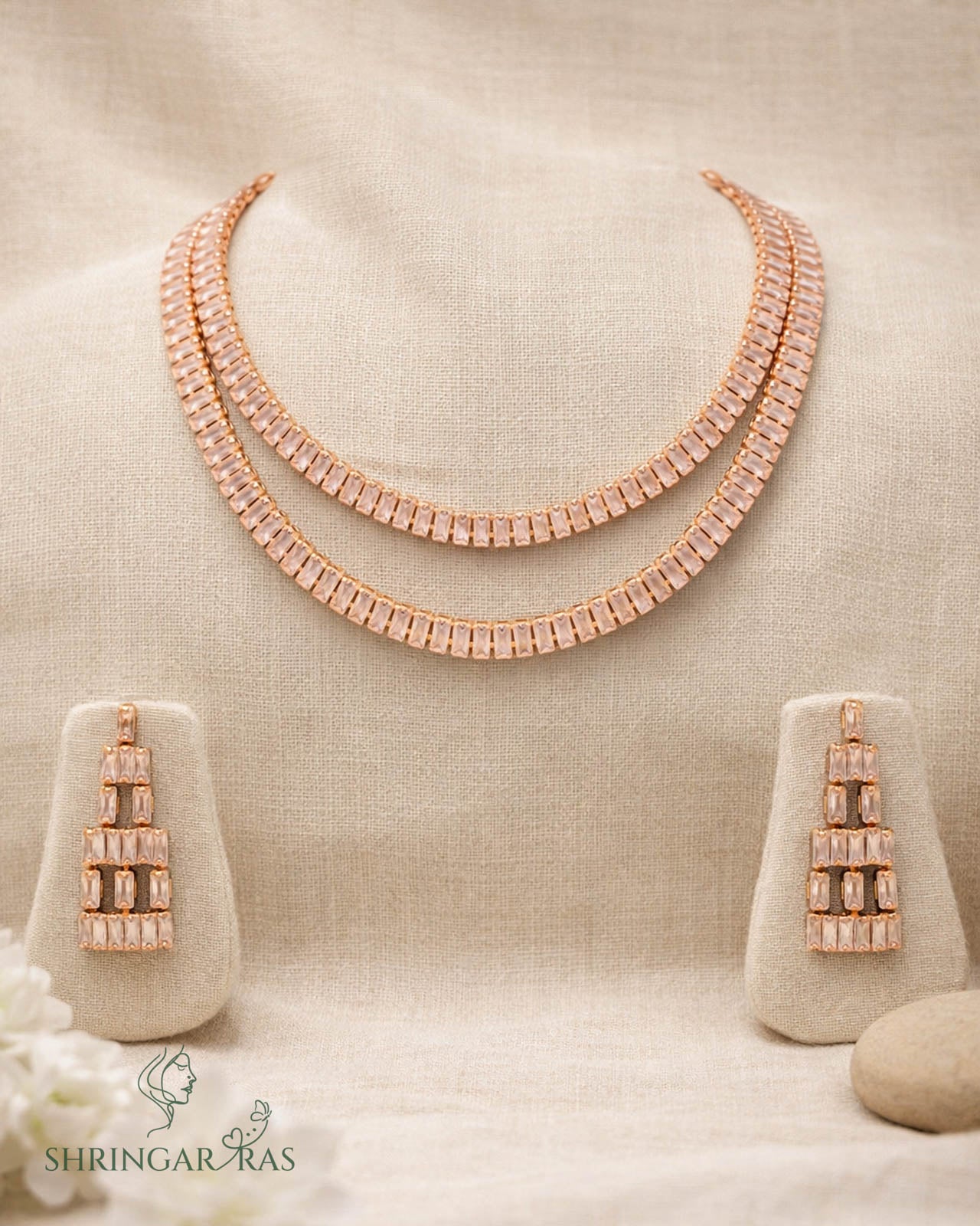 Crystal Royale Layered Rose Gold Necklace Set