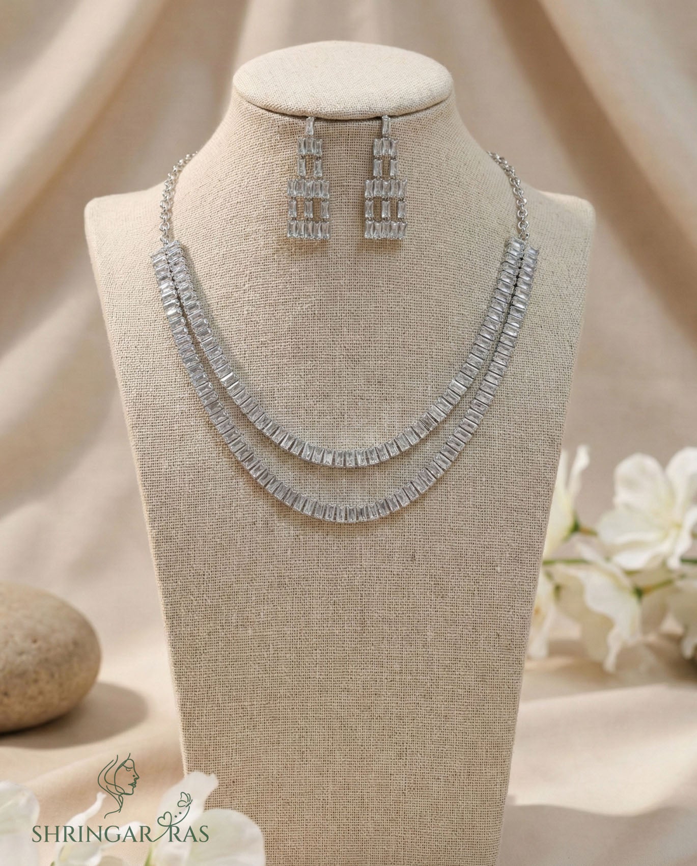 Crystal Royale Layered Rhodium Plated Necklace Set