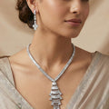 Elegant Cascade Rhodium Plated Necklace Set