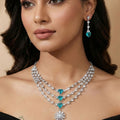 Aqua Radiance 3 Layer Rose Gold Necklace Set