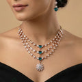 Aqua Radiance 3 Layer Rhodium Necklace Set