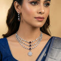 Wine Radiance 3 Layer Rhodium Necklace Set