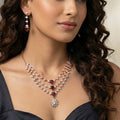 Red Radiance 3 Layer Rose Gold Necklace Set